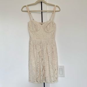 Abercrombie & Fitch Light Beige Lace Corset Dress